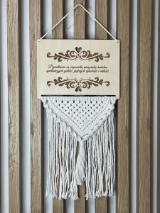 Tabliczka dla Dziadków z makramą
